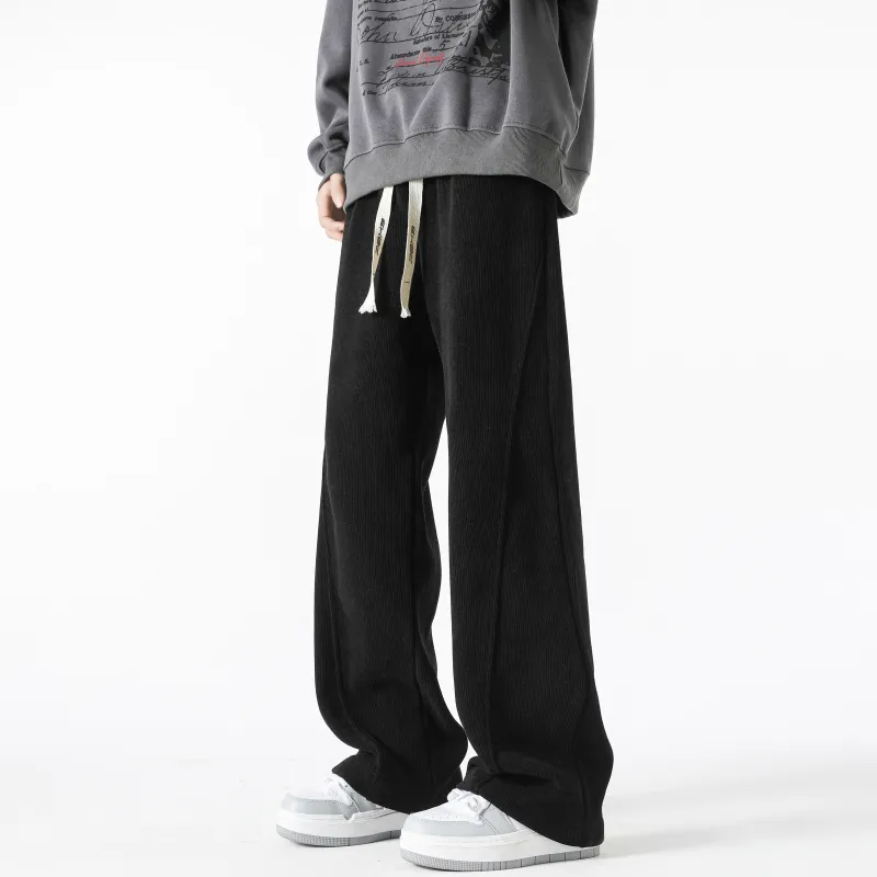 P8H9 European Cotton Velvet Casual Pants Unisex-2