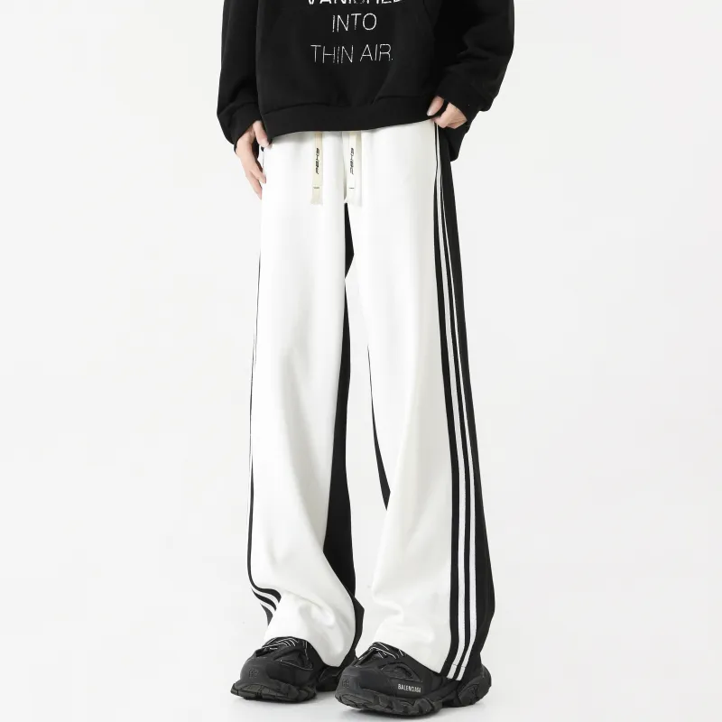 P8H9 Knitted Sports Pants Unisex Black White-3