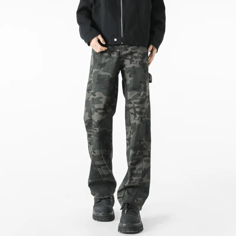 P8H9 Casual Pants Unisex Army Green-3