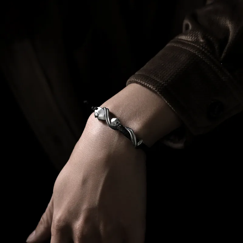 Silver Art 999 Fine Silver Pure Silver Bracelets Men's-4