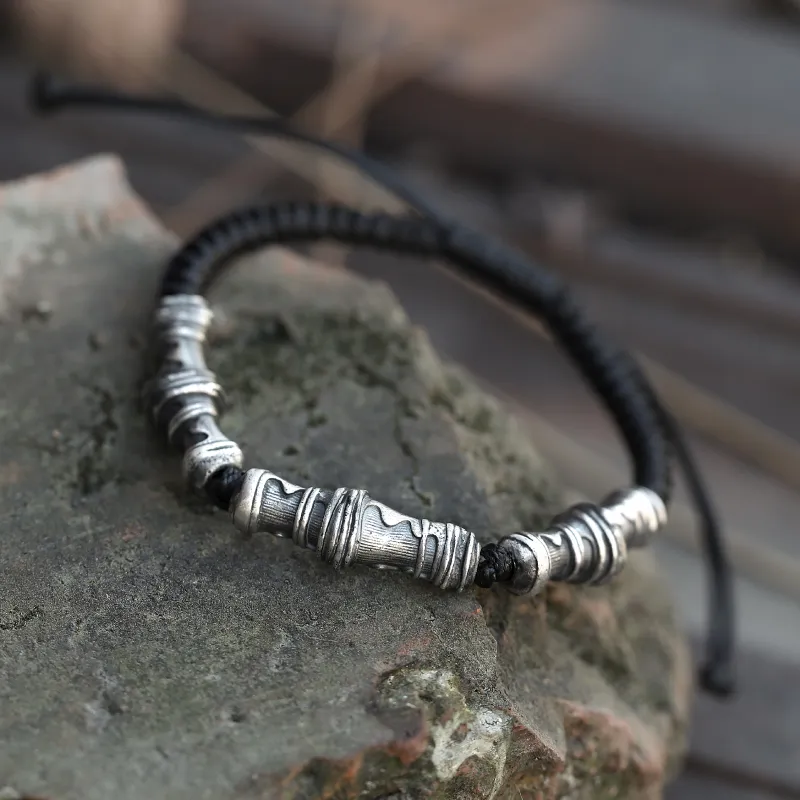 Silver Art Original Bamboo 999 Silver Bracelets Men's-1