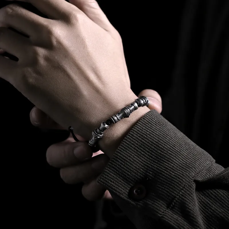 Silver Art Original Bamboo 999 Silver Bracelets Men's-3
