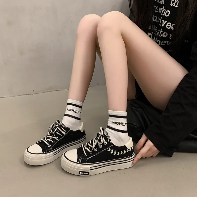 BANWEIDIYA Anti Slip Wear Resistant Low Top Canvas Shoes Women's-6