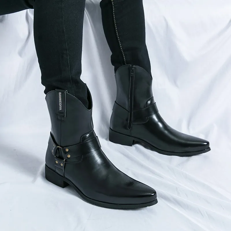BANWEIDIYA Ankle Boots Men Black/Brown-1