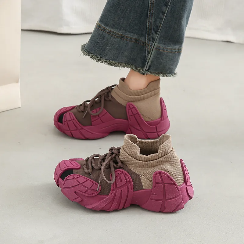 BANWEIDIYA Anti Slip And Wear Resistant Height Increasing Low Top Chunky Sneakers Women's-11