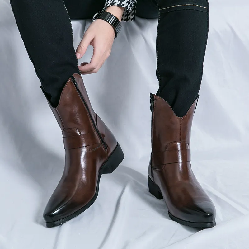 BANWEIDIYA Ankle Boots Men Black/Brown-6