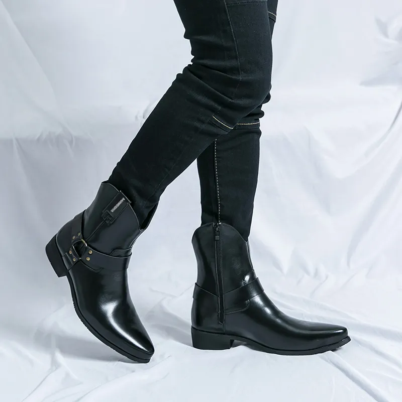 BANWEIDIYA Ankle Boots Men Black/Brown-3