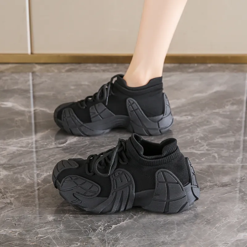 BANWEIDIYA Anti Slip And Wear Resistant Height Increasing Low Top Chunky Sneakers Women's-5