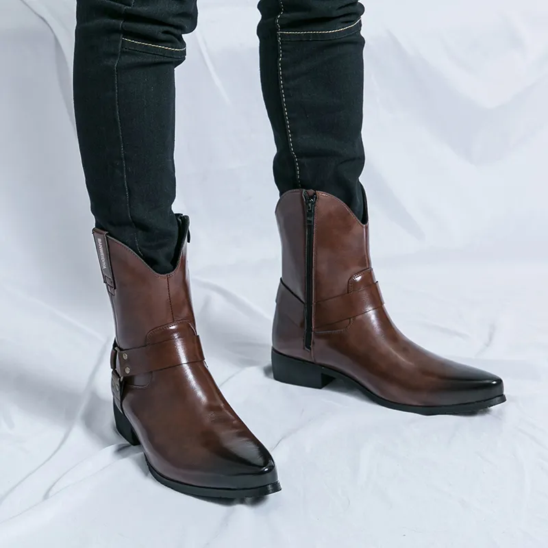BANWEIDIYA Ankle Boots Men Black/Brown-7