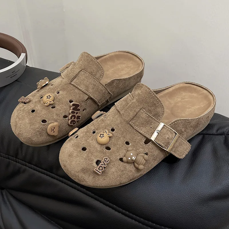 BANWEIDIYA Abrasion Resistant Slip Resistant Wrap toe Slippers Women's-7