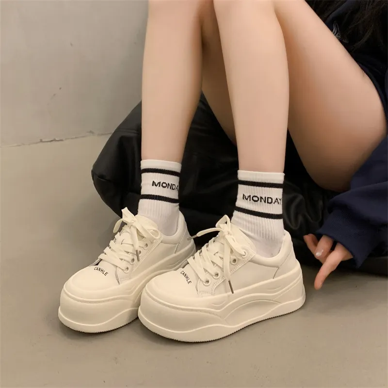 BANWEIDIYA Abrasion Resistant Height Increasing Low Top Skateboard Shoes Women's-7
