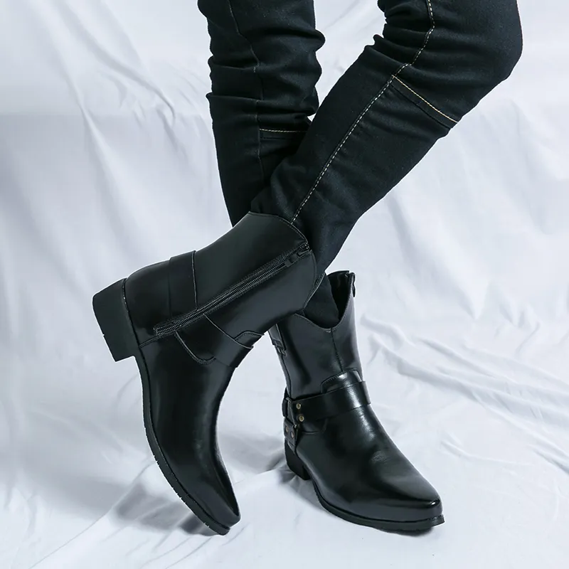 BANWEIDIYA Ankle Boots Men Black/Brown-4