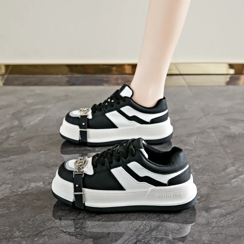 BANWEIDIYA Anti Slip And Wear Resistant Height Increasing Low Top Skateboard Shoes Women's-1