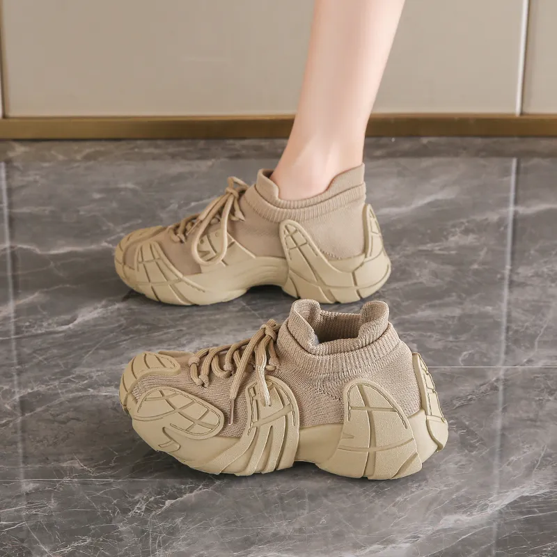 BANWEIDIYA Anti Slip And Wear Resistant Height Increasing Low Top Chunky Sneakers Women's-1