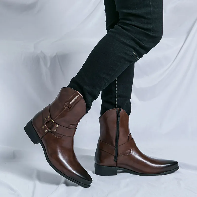 BANWEIDIYA Ankle Boots Men Black/Brown-8