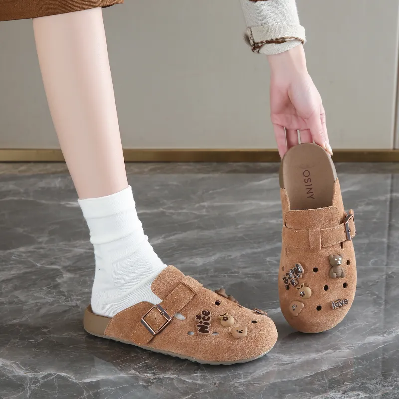 BANWEIDIYA Rubber Sole Abrasion Resistant Slip Resistant Wrap toe Slippers Women's-1