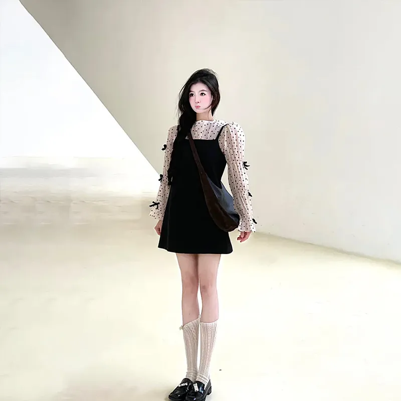 Incolore Long Sleeved Dress Women's Black Set-5