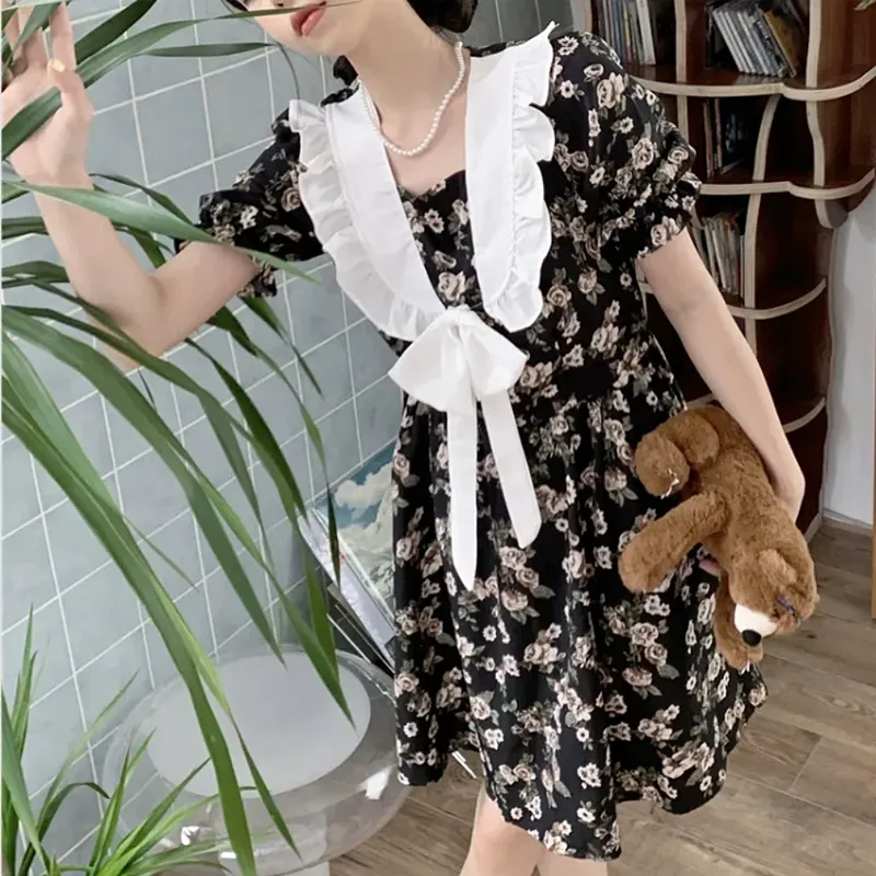 Incolore Short Sleeved Dresses Women's Black-2