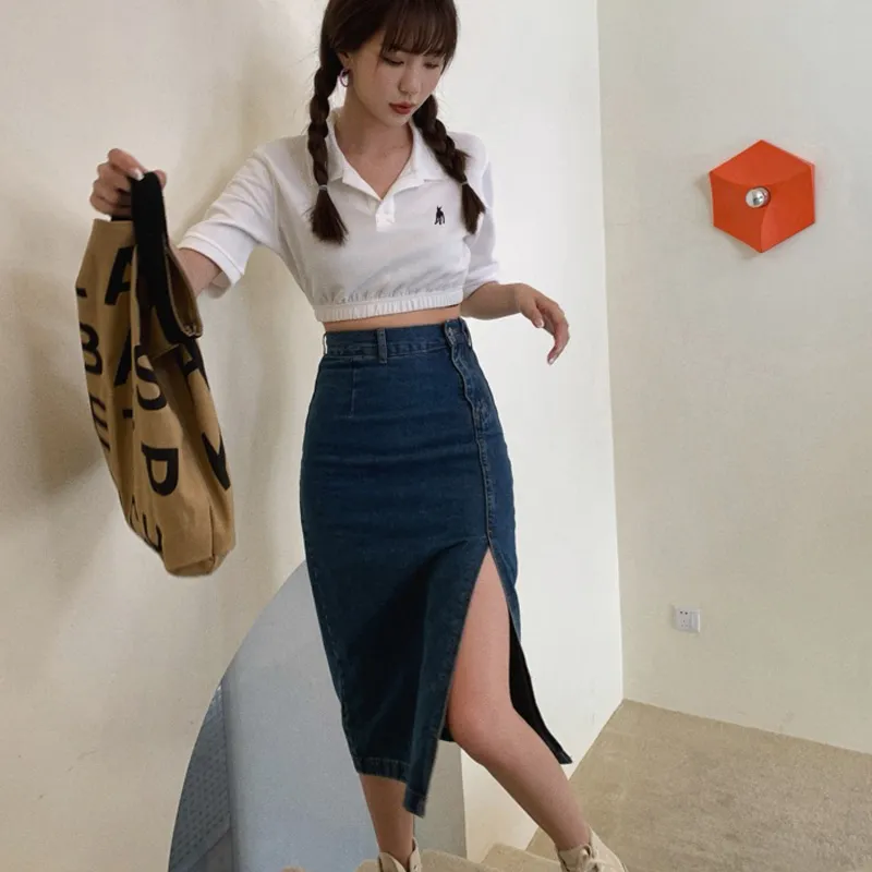 Incolore Denim Long Skirt Women's-5