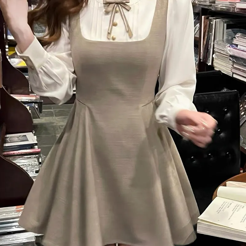 Incolore Long-Sleeved Dresses Women's Milk Tea Stuffed Apricot-2