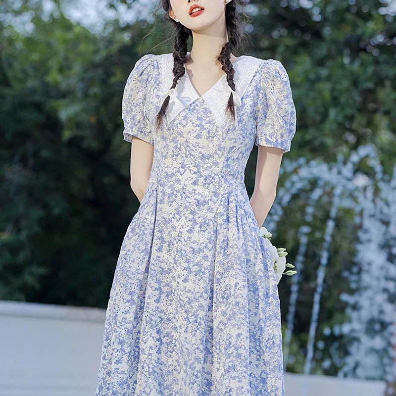 Incolore Short Sleeved Dresses Women's Blue-3