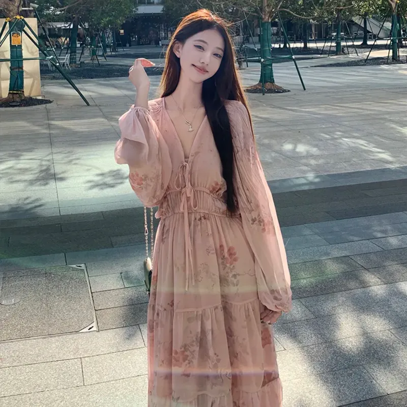 Incolore Long Sleeved Dresses Women's Pink Dress-3