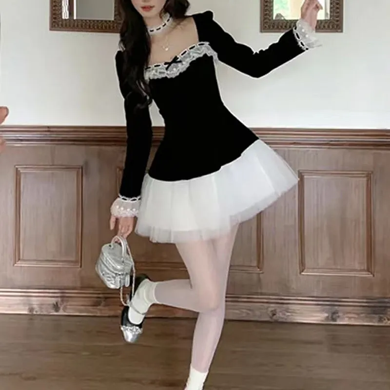 Incolore Long Sleeved Dresses Women's Black-4