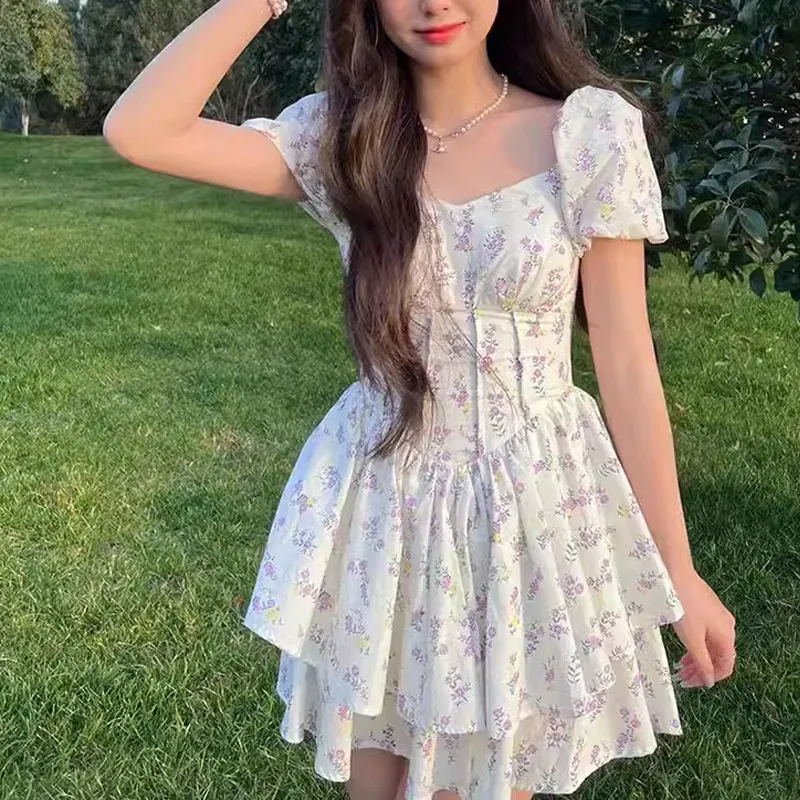 Incolore Short Sleeved Dresses Women's Floral-2