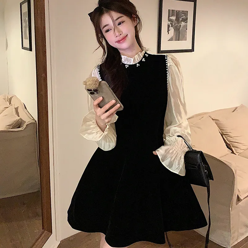 Incolore Long Sleeved Dress Women's Black-3
