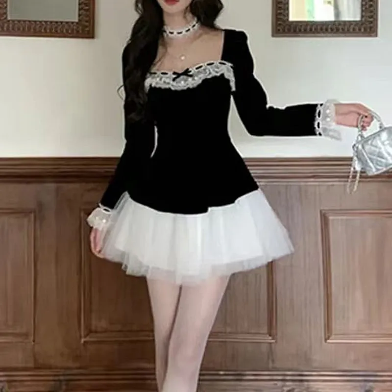 Incolore Long Sleeved Dresses Women's Black-5