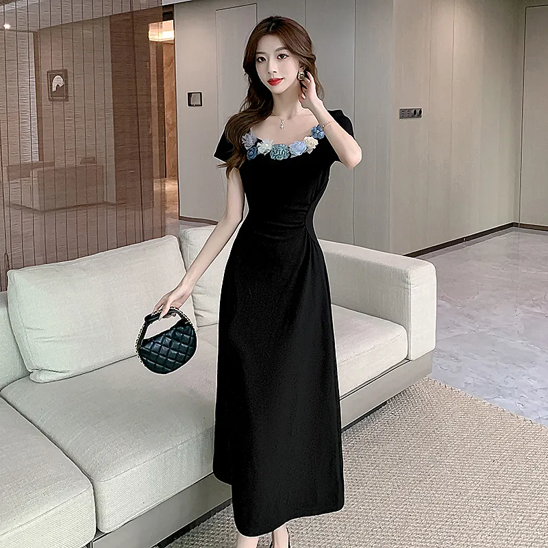 Incolore Short Sleeved Dresses Women's Black-2