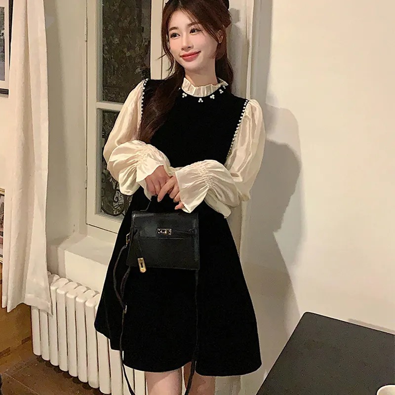 Incolore Long Sleeved Dress Women's Black-5