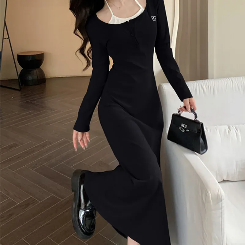 Incolore Long Sleeved Dresses Women's Black-2