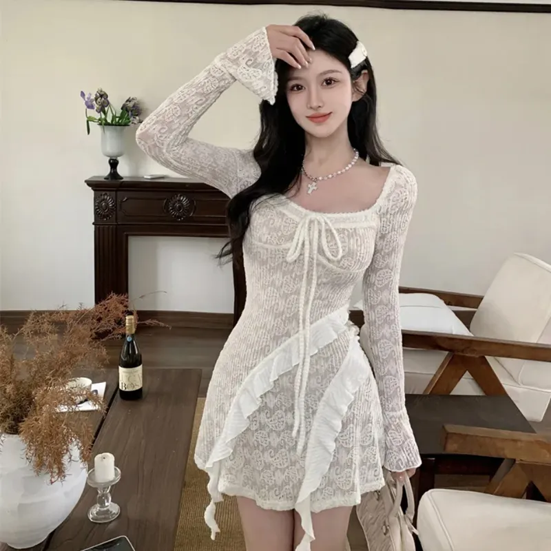 Incolore Long Sleeved Dresses Women's White-5