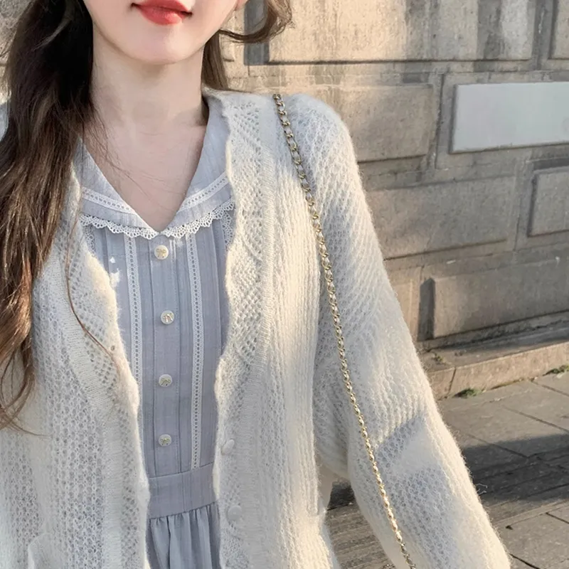 Incolore Long Sleeved Dresses Women's Sea Salt Blue-2