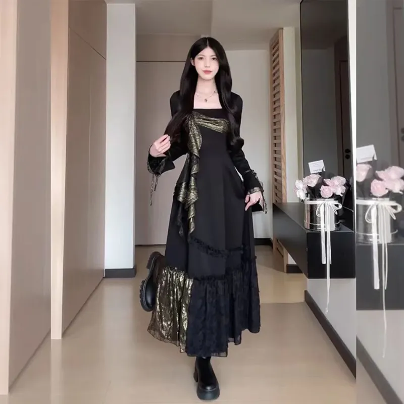 Incolore Long Sleeved Dresses Women's Black-2