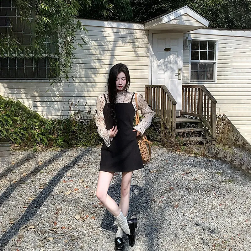 Incolore Long Sleeved Dress Women's Black Set-3
