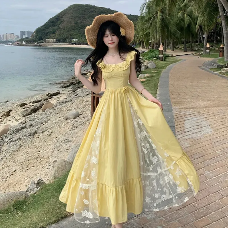 Incolore Short Sleeved Dresses Women's Yellow-3