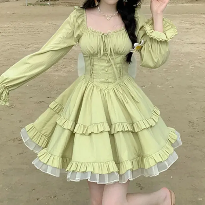 Incolore Long Sleeved Dresses Women's Green-5