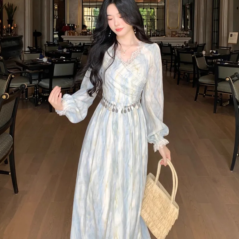 Incolore Long Sleeved Dress Women's Cerulean-2