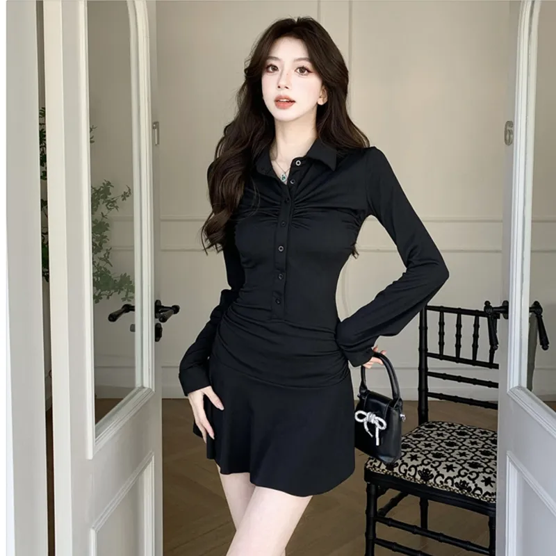 Incolore Long Sleeved Dress Women's Black-2