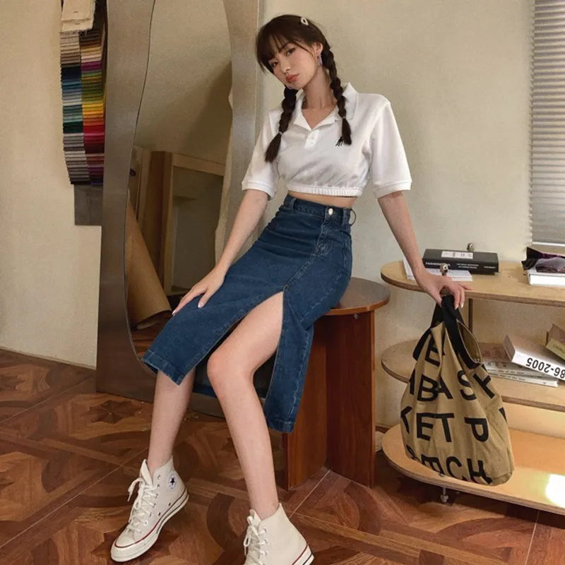 Incolore Denim Long Skirt Women's-4