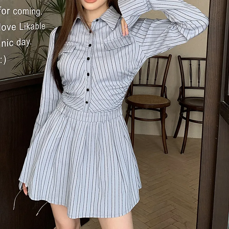 Incolore Long Sleeved Dresses Women's Blue-4