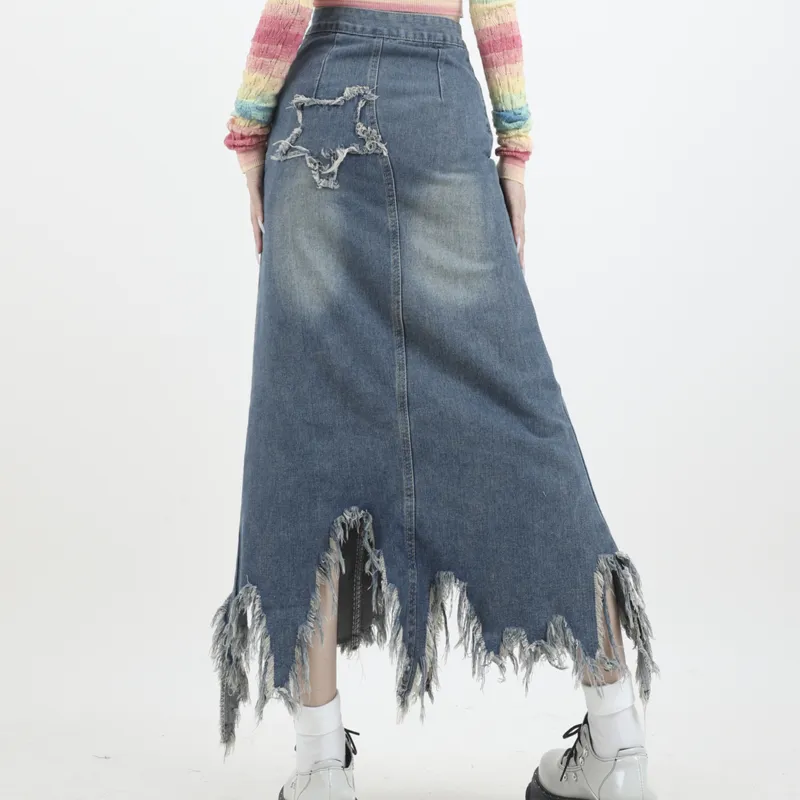 Incolore Denim Long Skirt Women's Dark Blue-5