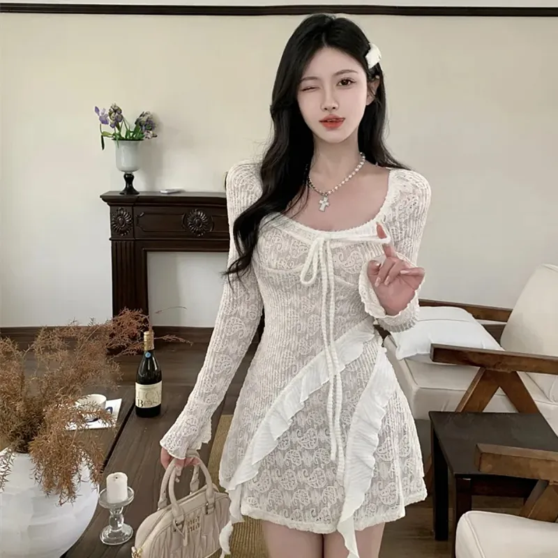 Incolore Long Sleeved Dresses Women's White-4