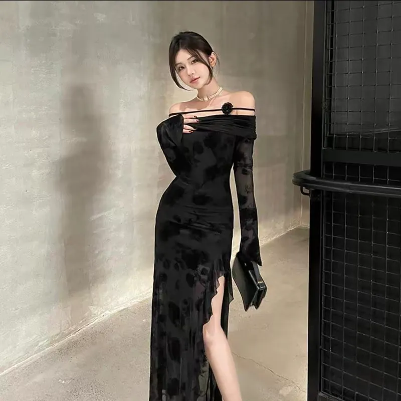 Incolore Long Sleeved Dress Women's Black-2