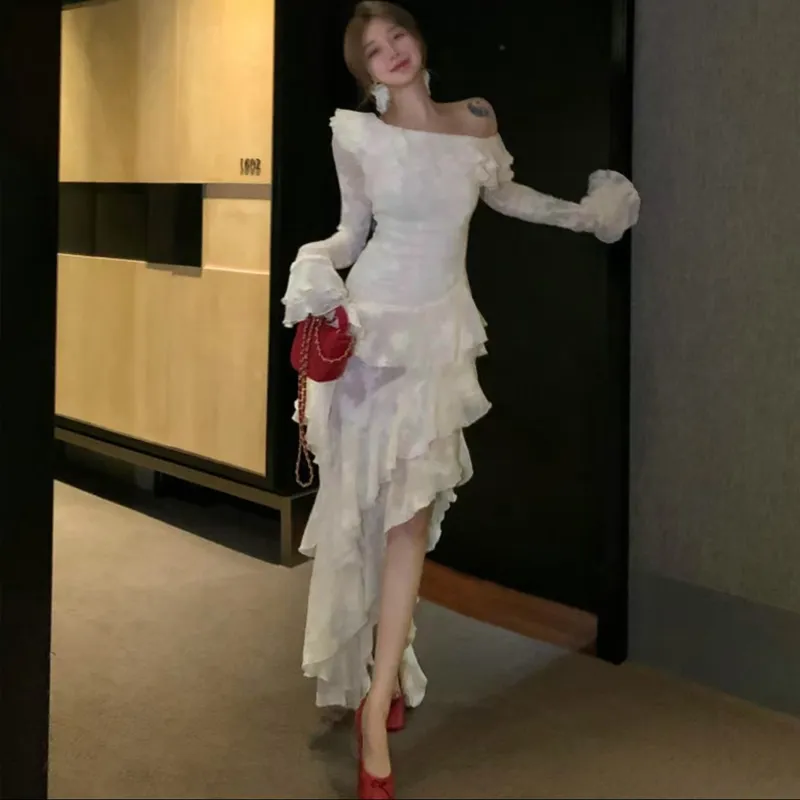Incolore Long Sleeved Dress Women's White-5