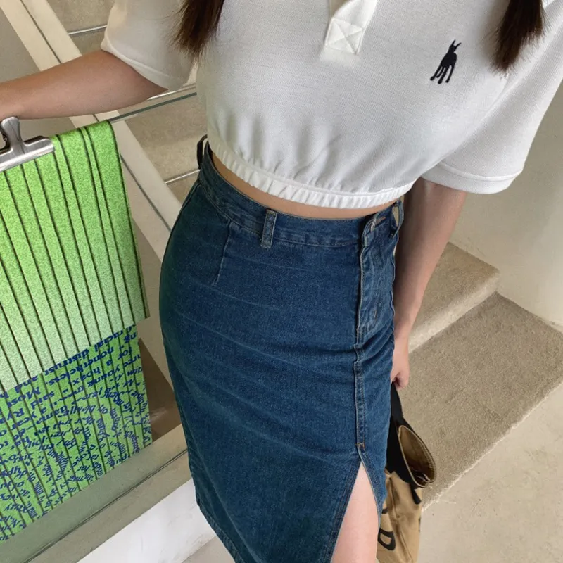 Incolore Denim Long Skirt Women's-2