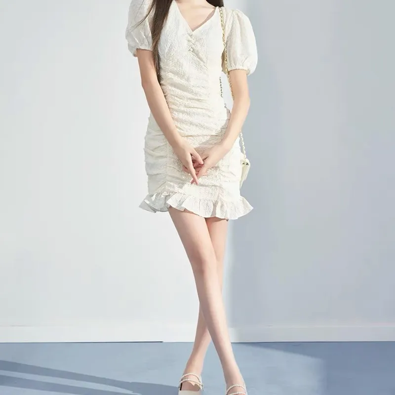Incolore Short Sleeved Dresses Women's White-3