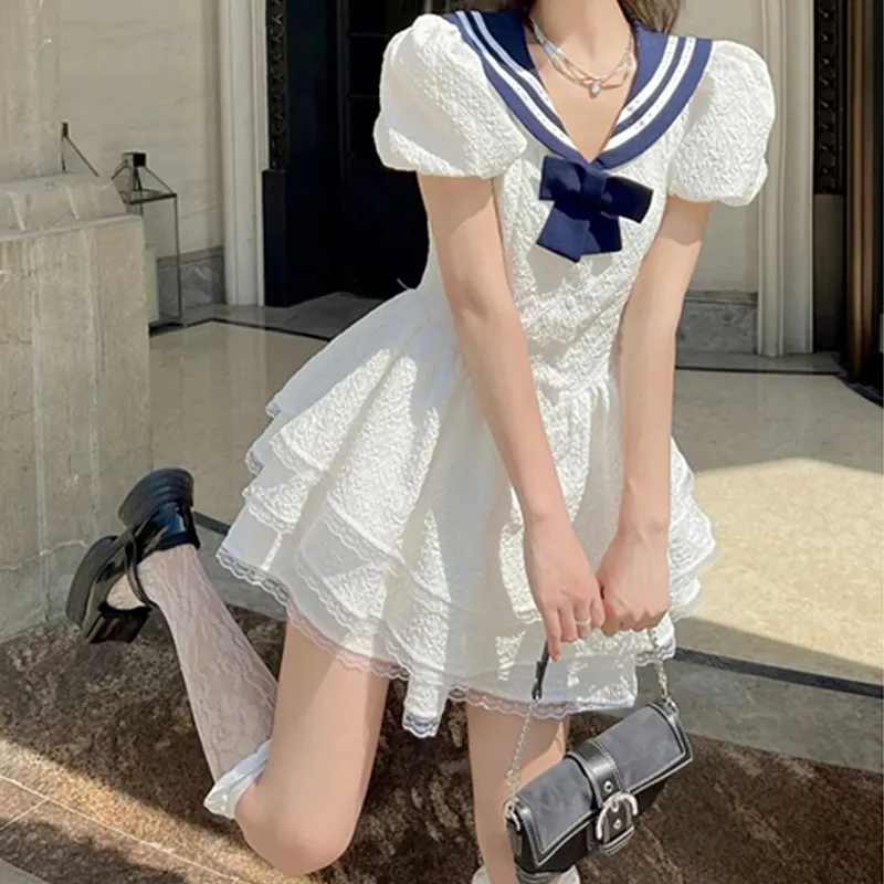 Incolore Short Sleeved Dresses Women's White-4